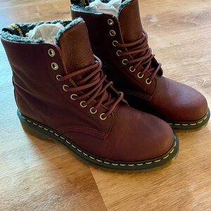 Dr. Martens Cherry Red Grizzly Warm Wair Lace-Up Boots. Brand New!